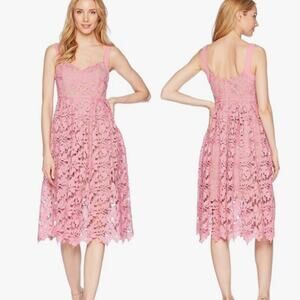 Donna Morgan Women's Sleeveless Lace Midi Dress 4 Pink Rose Evening Party